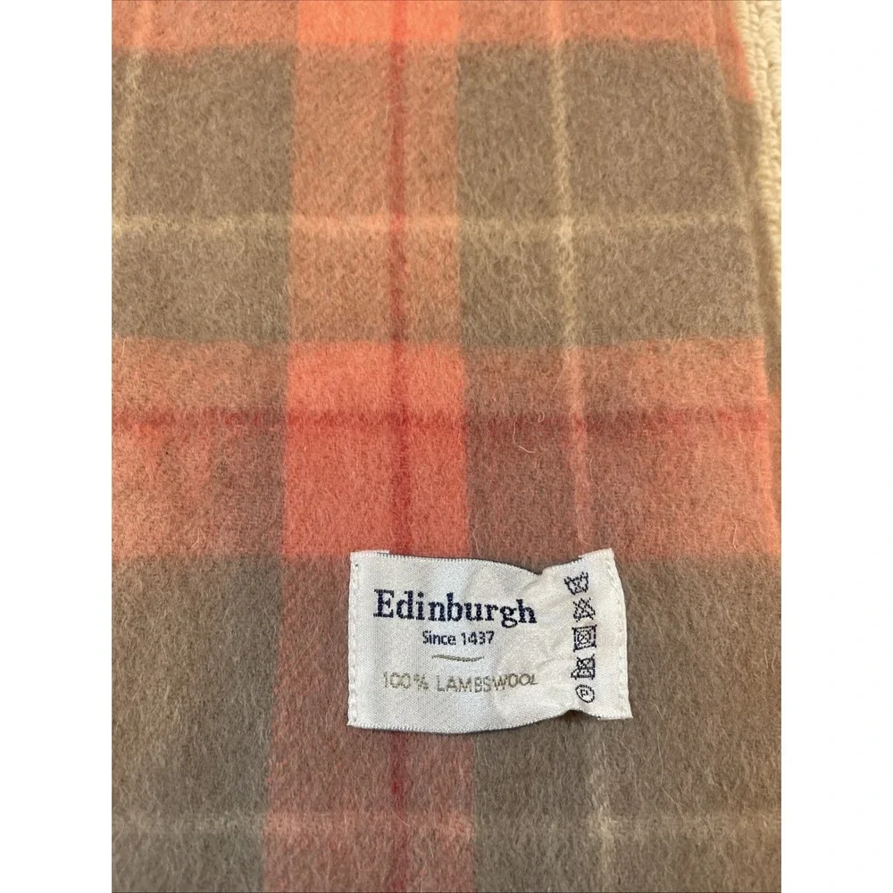 Edinburgh 100% Lambswool Scarf Plaid Fringe Modern 10x64